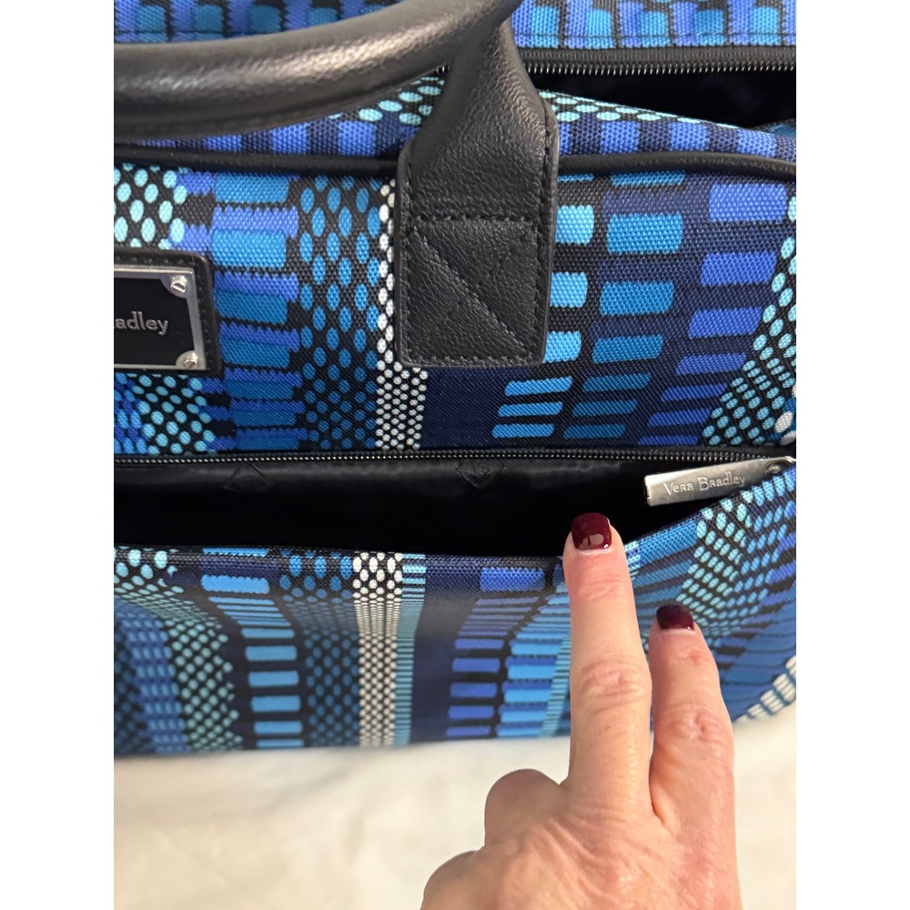 Vera Bradley Large Travel Bag Weekender Luggage Blue Pattern - Picture 6 of 13